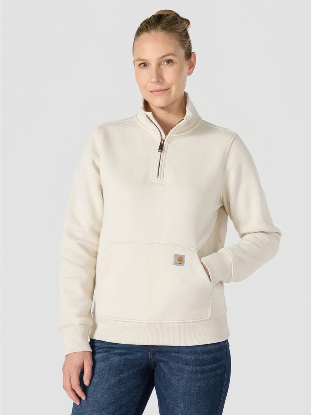 Carhartt Women's Ivory Quarter-Zip Pullover Hoodie
